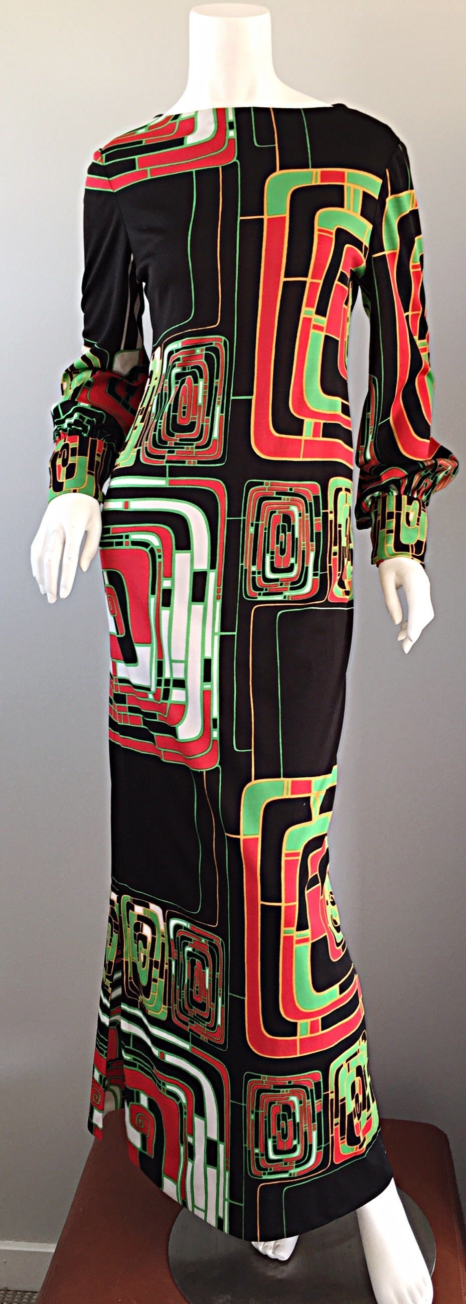Vintage Rizkallah for Malcolm Starr Op - Art Long Sleeve Maxi Dress 5