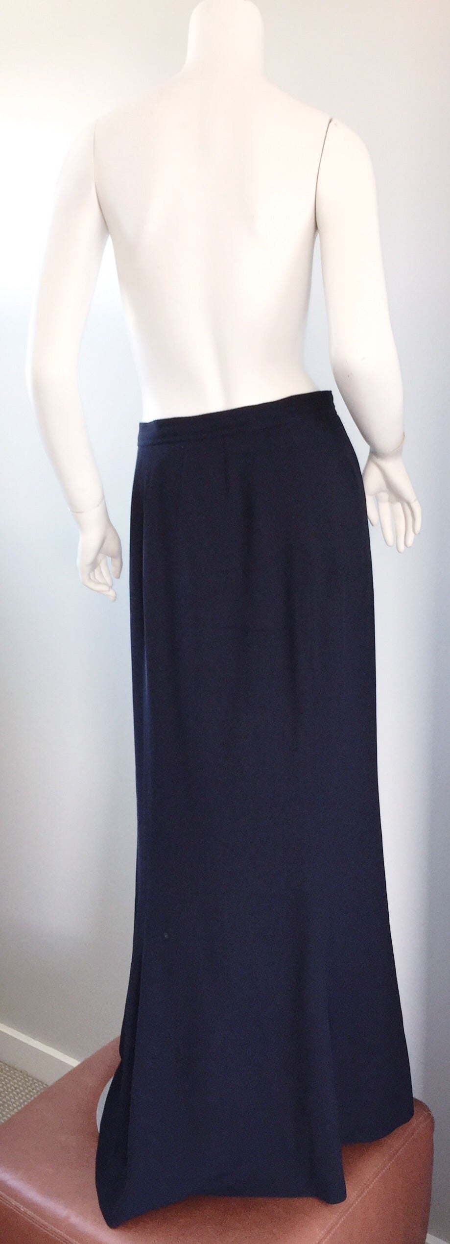 navy silk maxi skirt