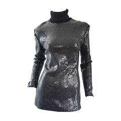 Rare Very Early Michael Kors Runway Sample Gray Sequins Turtleneck Sweater