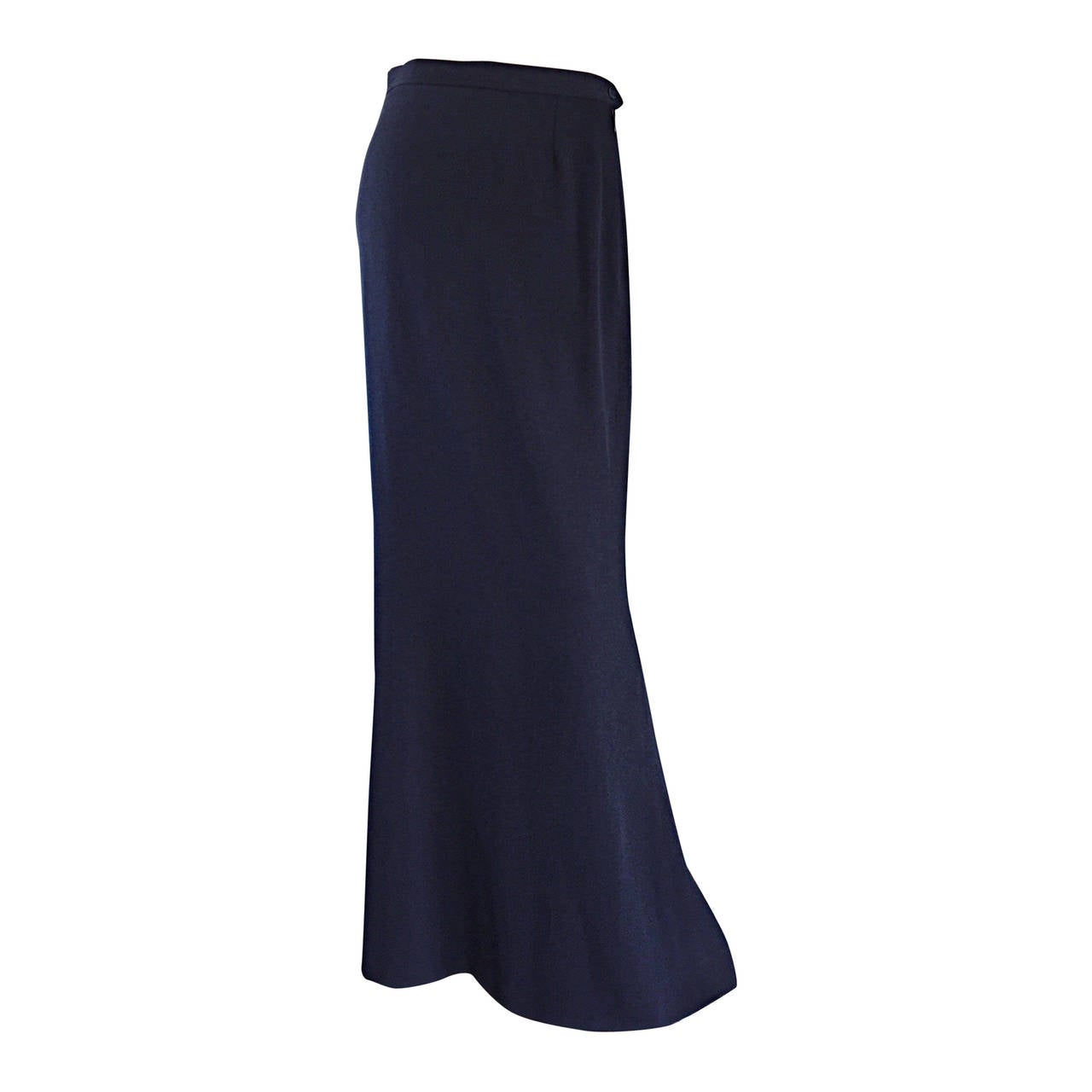 Vintage Yves Saint Laurent " Rive Gauche " Navy Blue Maxi Skirt Size 48 / US 16 For Sale