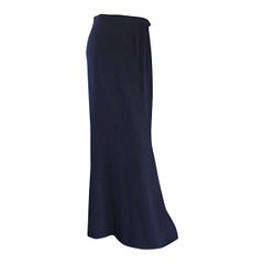 Vintage Yves Saint Laurent "Rive Gauche" Maxi Gonna Blu Navy Taglia 48 / US 16