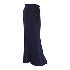 Vintage Yves Saint Laurent " Rive Gauche " Navy Blue Maxi Skirt Size 48 / US 16