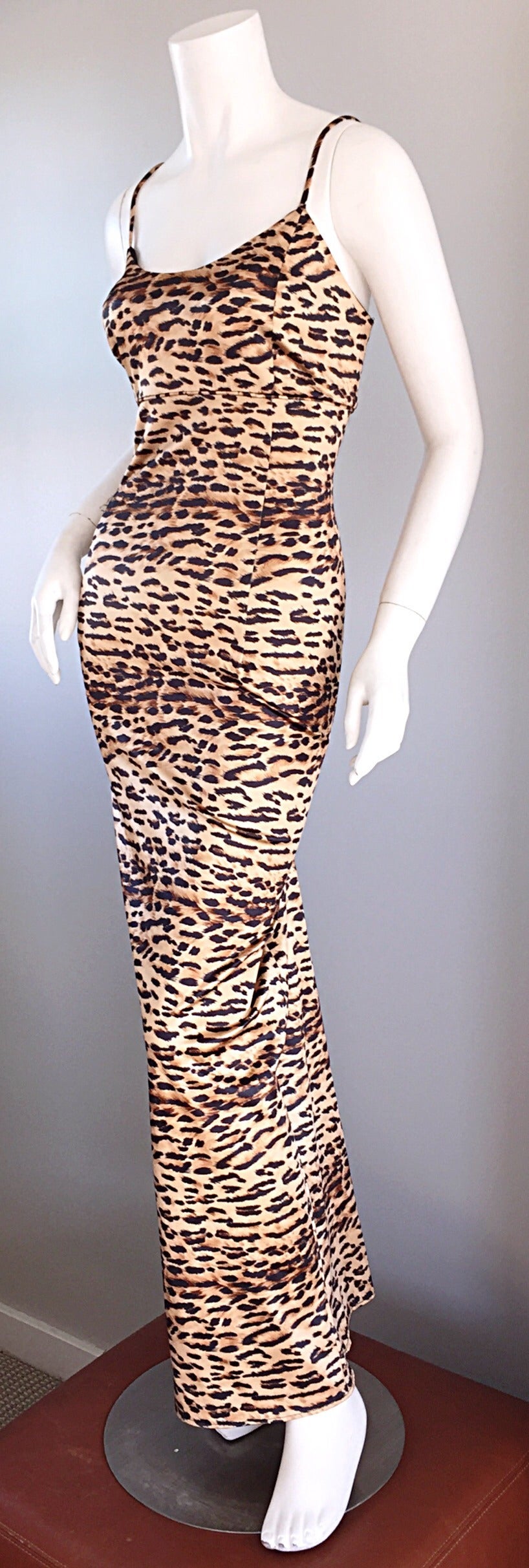 Women's Iconic and Rare 1990s Dolce & Gabbana Leopard Print Vintage Bodycon Dress