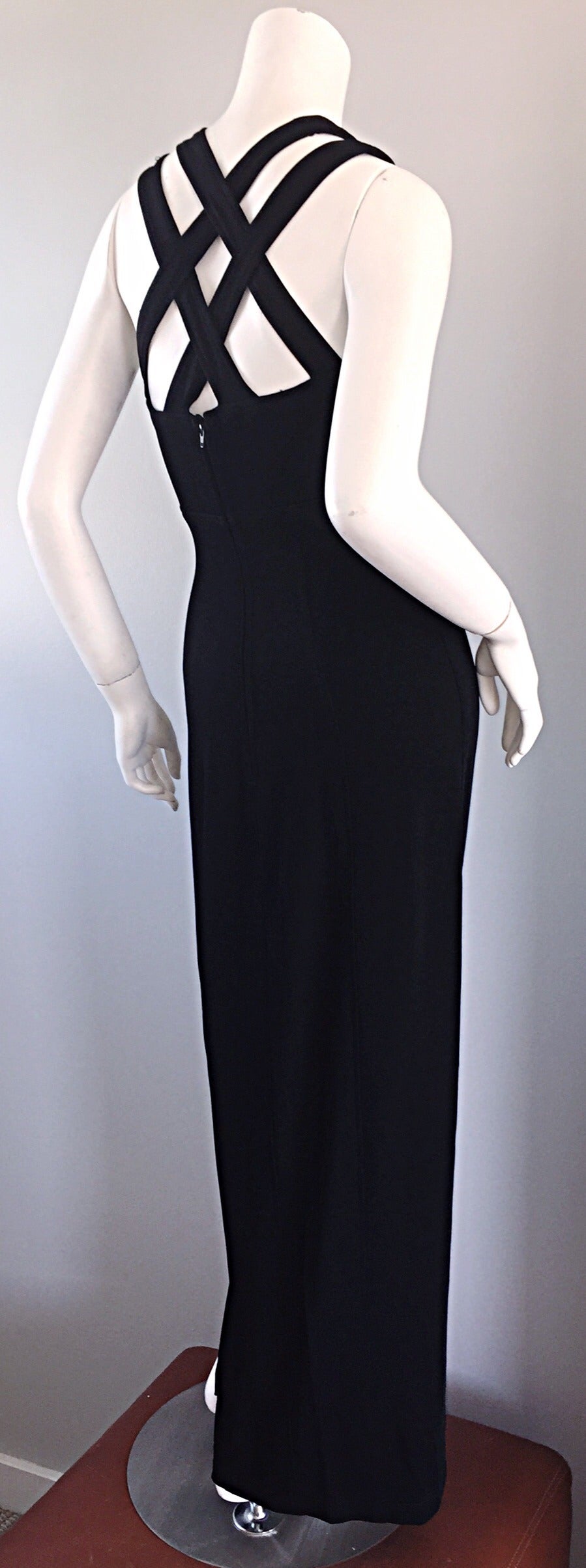 Sexy Vintage Tadashi Sohji 1990s Cage - Back Black Cut - Out 90s Dress In Excellent Condition In San Diego, CA