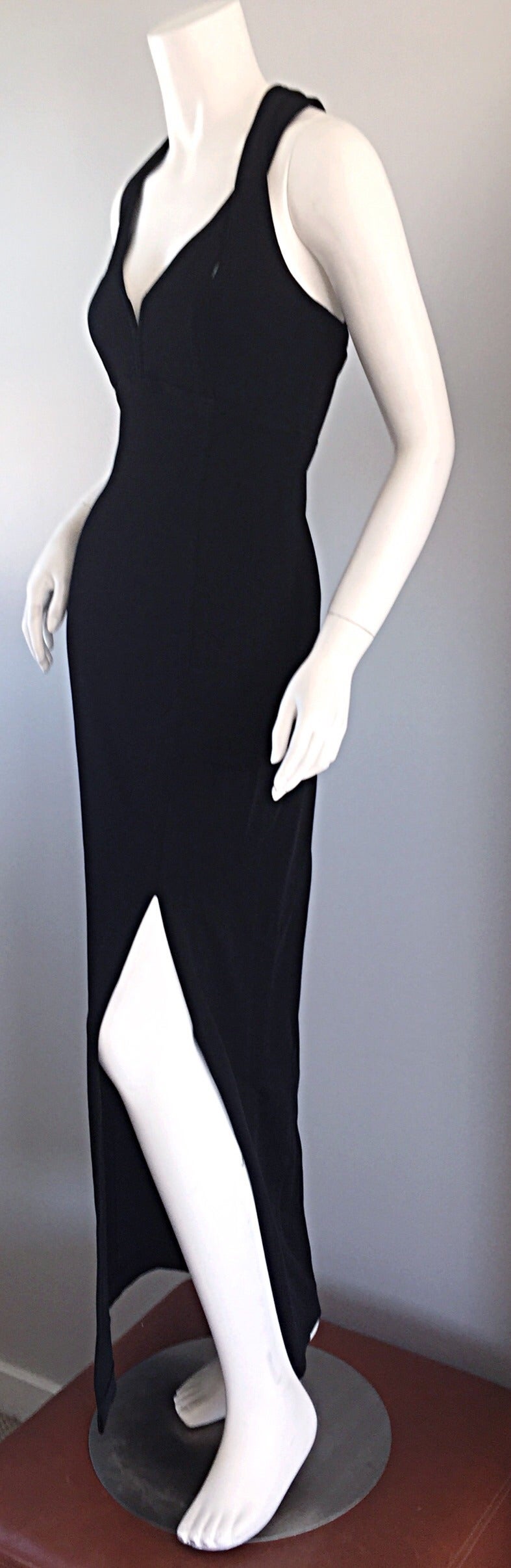 Women's Sexy Vintage Tadashi Sohji 1990s Cage - Back Black Cut - Out 90s Dress