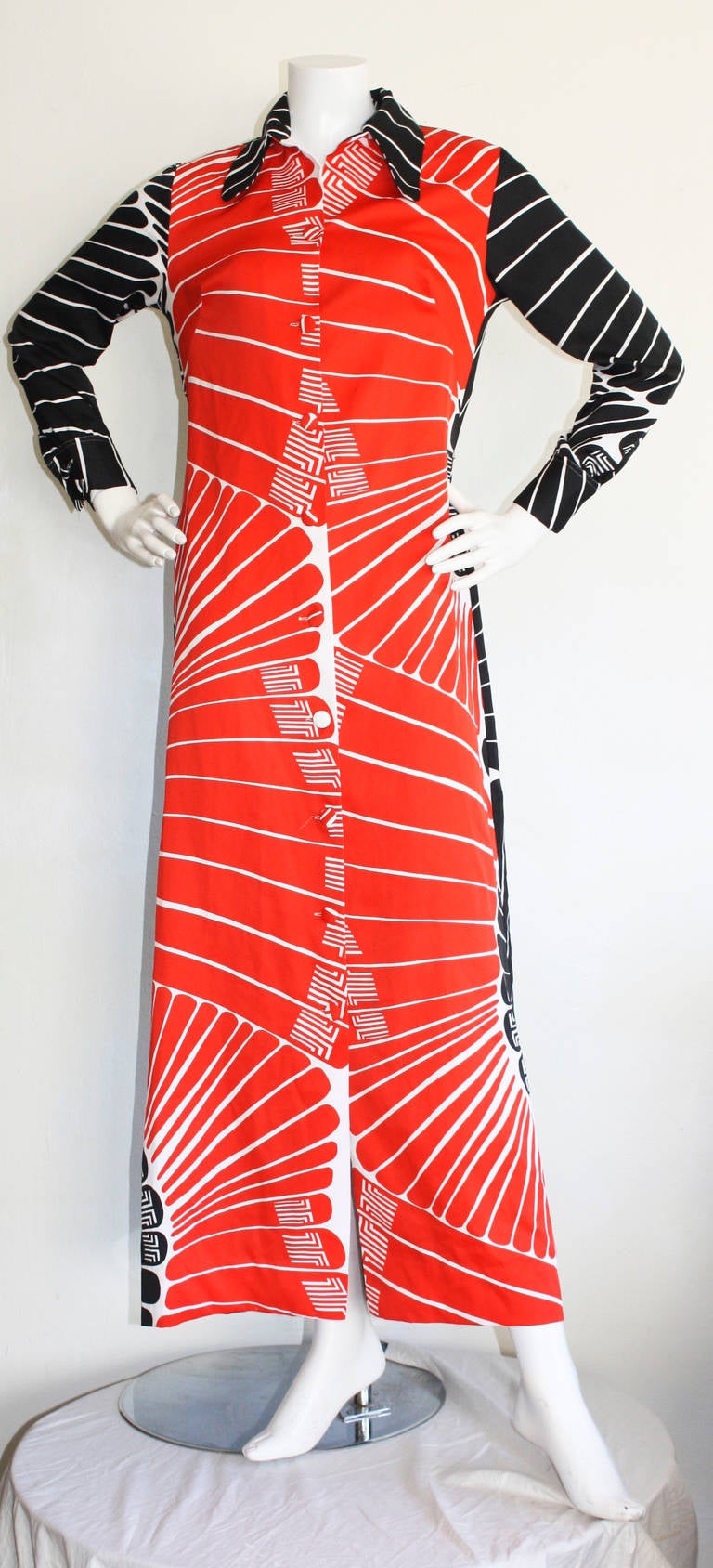 Rare Vintage Lanvin Chinese Oriental Themed Belted Logo Dress 4