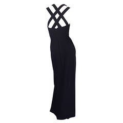 Sexy Vintage Tadashi Sohji 1990s Cage - Back Black Cut - Out 90s Dress