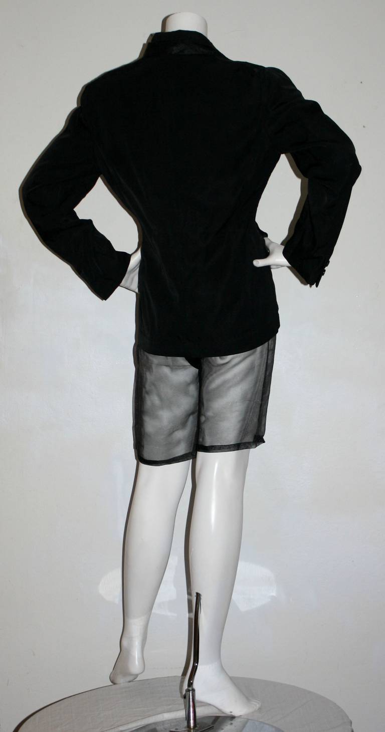 Women's Comme des Garçons Vintage 1990s Rare Sheer Silk Short Suit