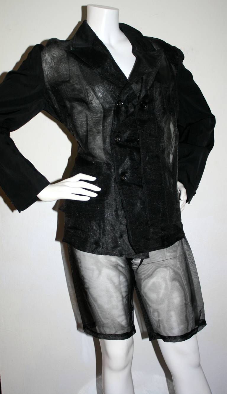 Comme des Garçons Vintage 1990s Rare Sheer Silk Short Suit 1
