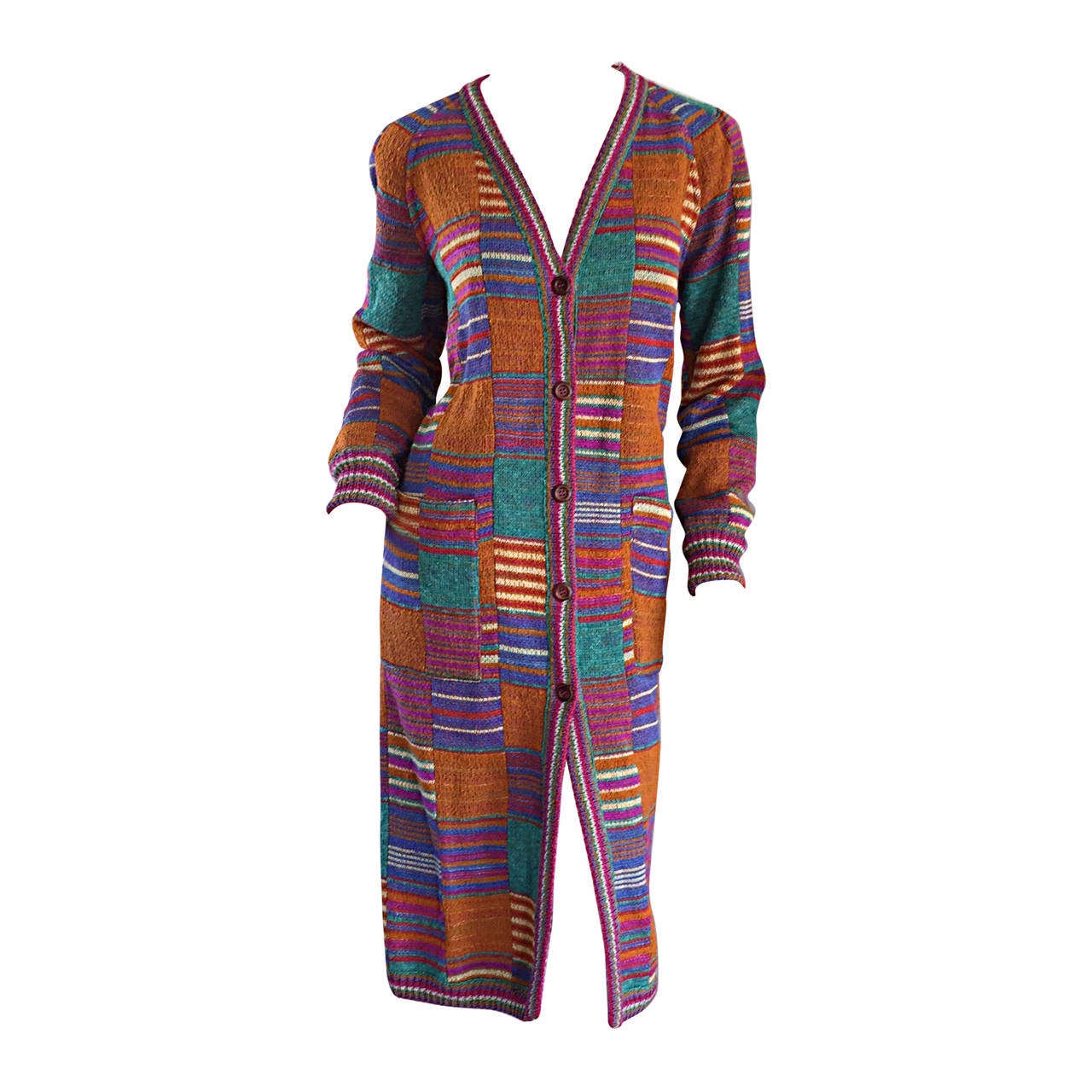 Amazing Vintage Missoni Reversible Multi Color Long Cardigan Puffer Jacket