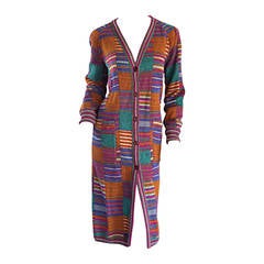 Amazing Vintage Missoni Reversible Multi Color Long Cardigan Puffer Jacket