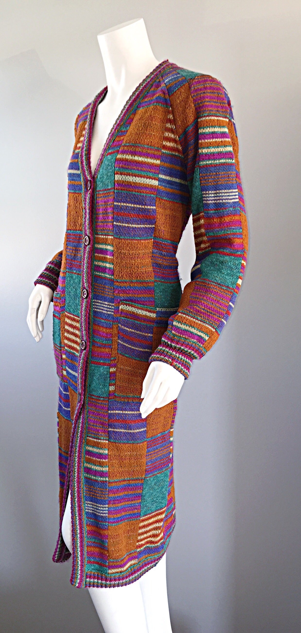Amazing Vintage Missoni Reversible Multi Color Long Cardigan Puffer Jacket 1