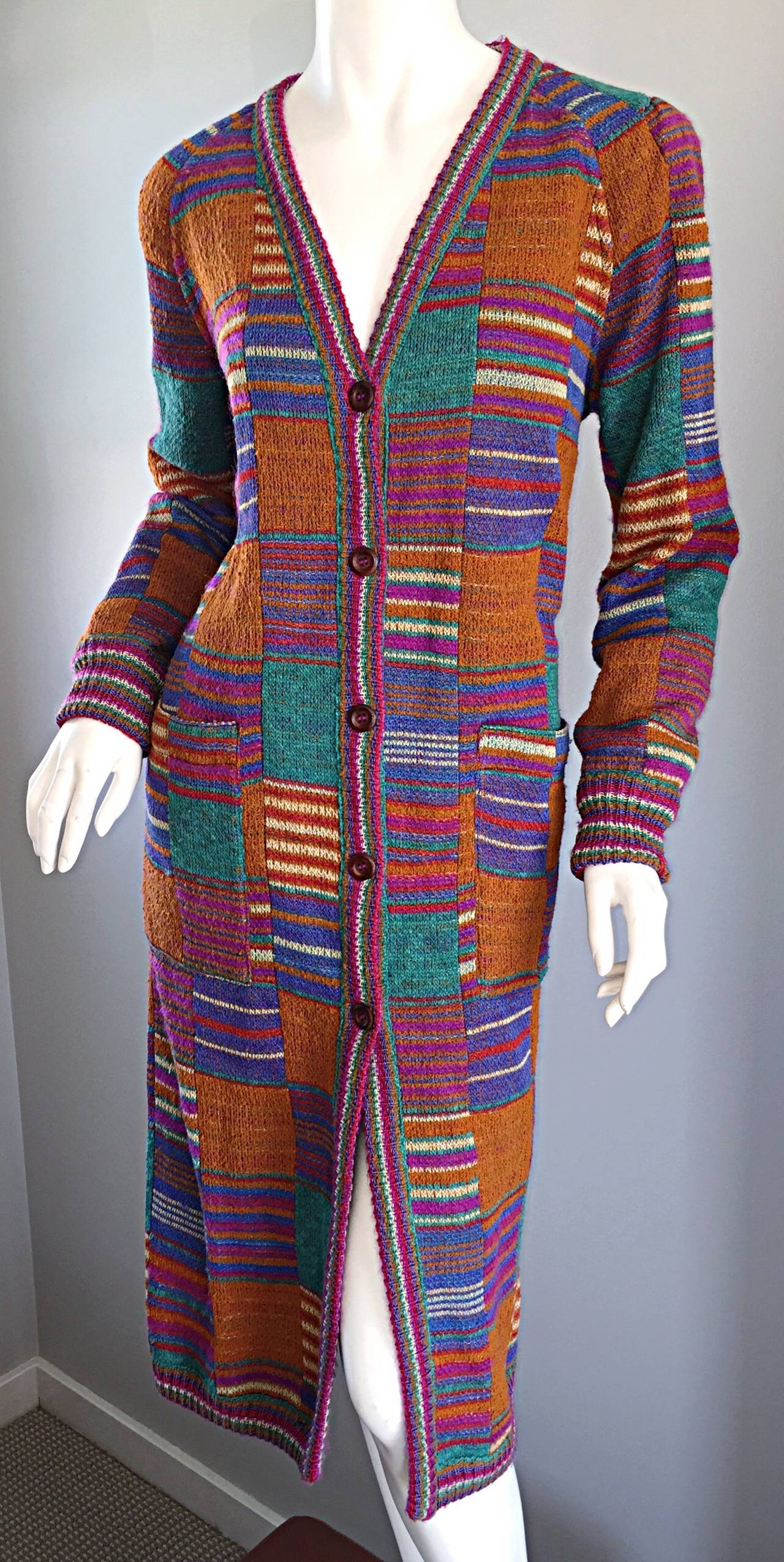 Amazing Vintage Missoni Reversible Multi Color Long Cardigan Puffer Jacket 2