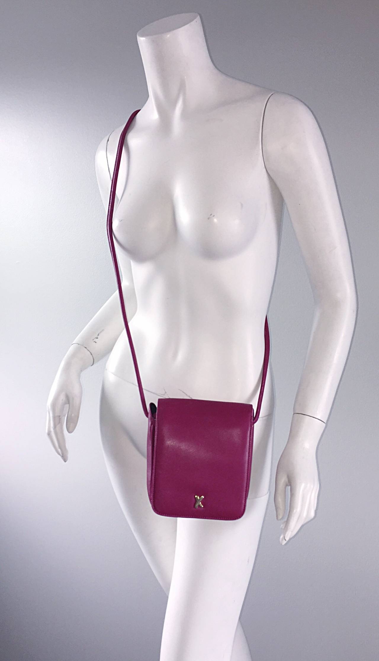 Amazing NEVER WORN Vintage Paloma Picasso crossbody bag/wristlet/shoulder bag! The perfect size....Vibrant fuchsia pink color, with signature 