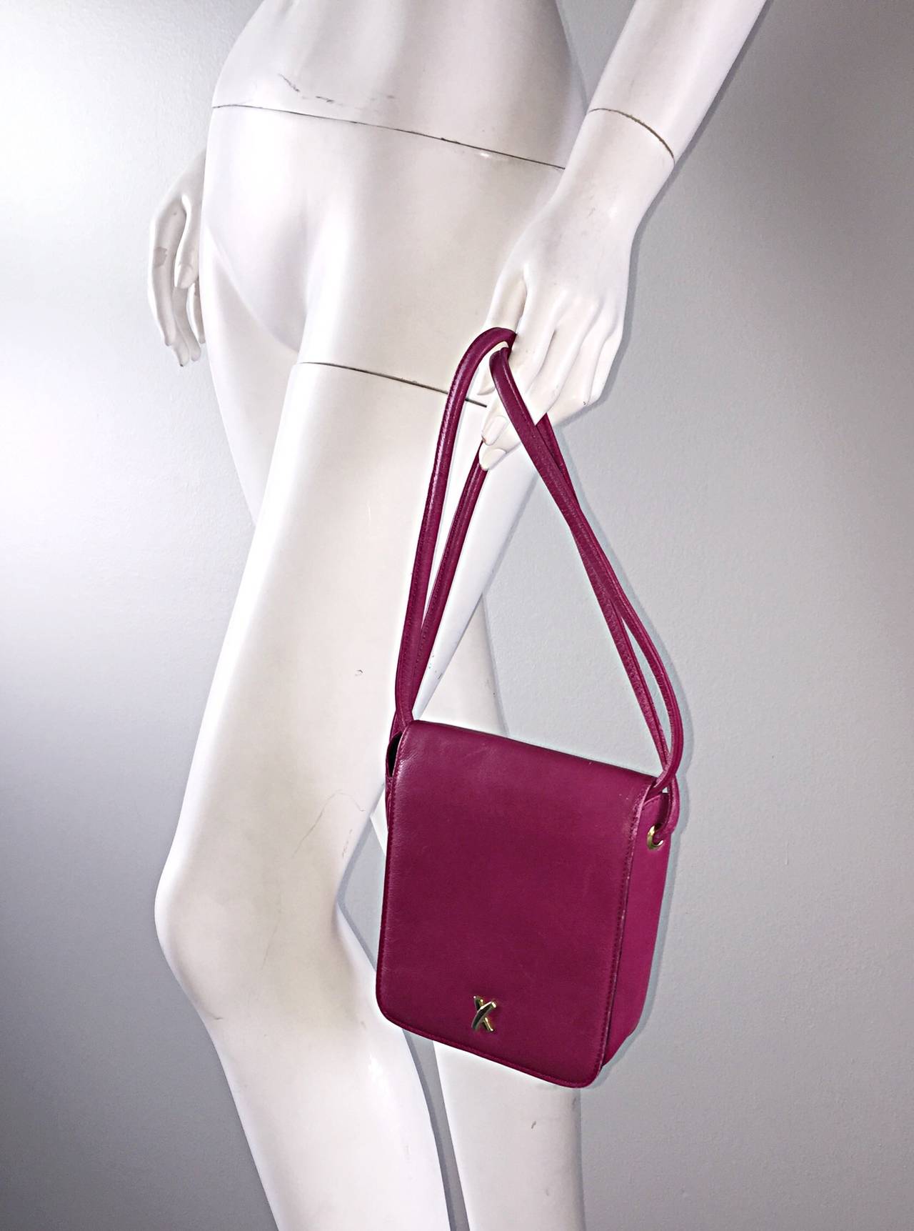 Vintage Paloma Picasso Pink Fuchsia Crossbody / Wristlet / Shoulder Bag Purse 2