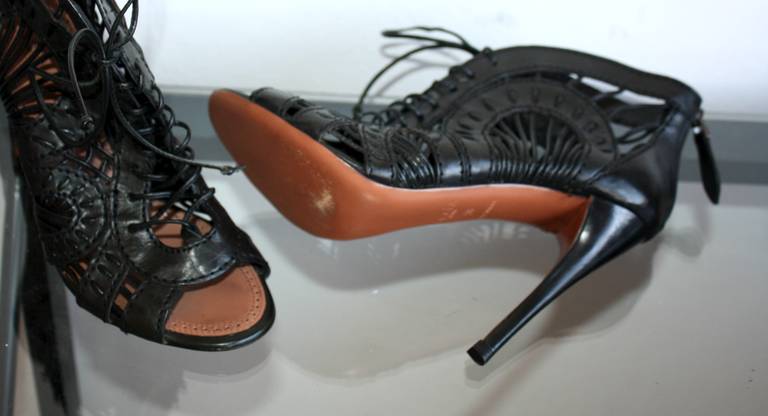 black cut out heels
