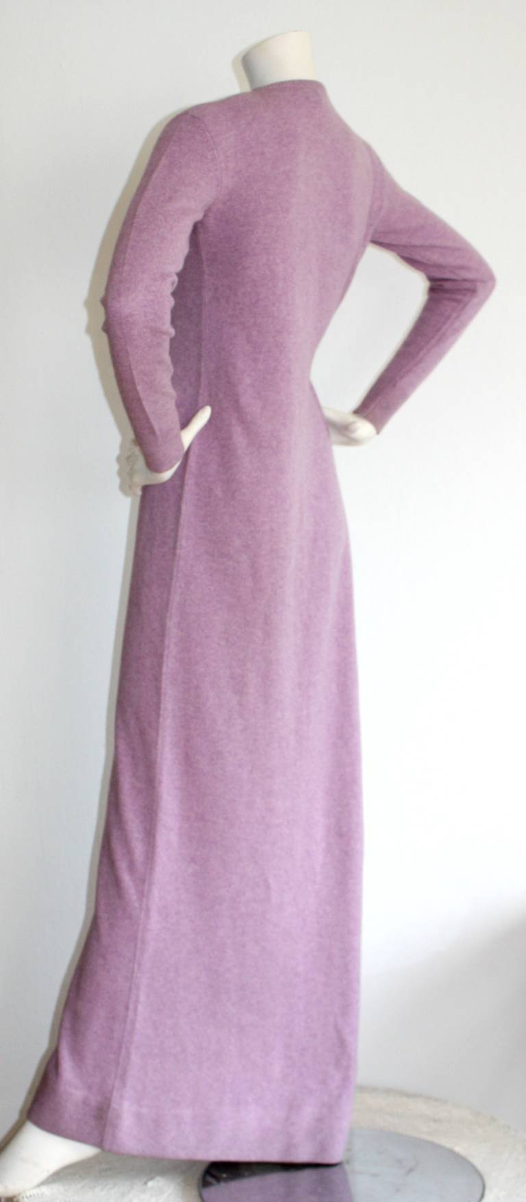 Women's Vintage Halston Lilac Purple Cashmere Cardigan Dress