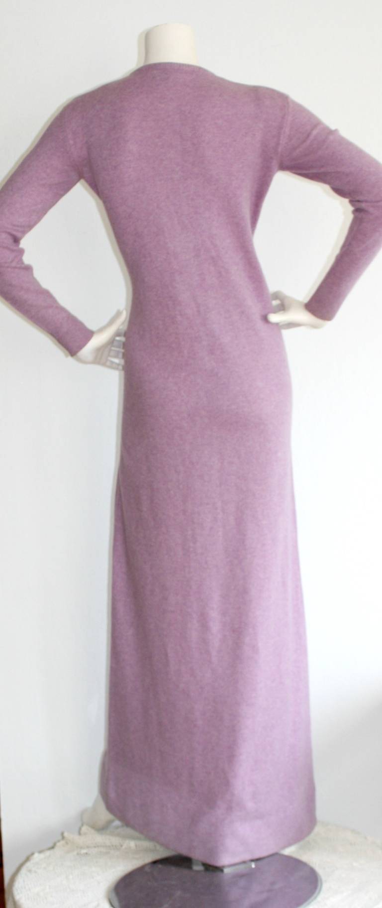 Gray Vintage Halston Lilac Purple Cashmere Cardigan Dress