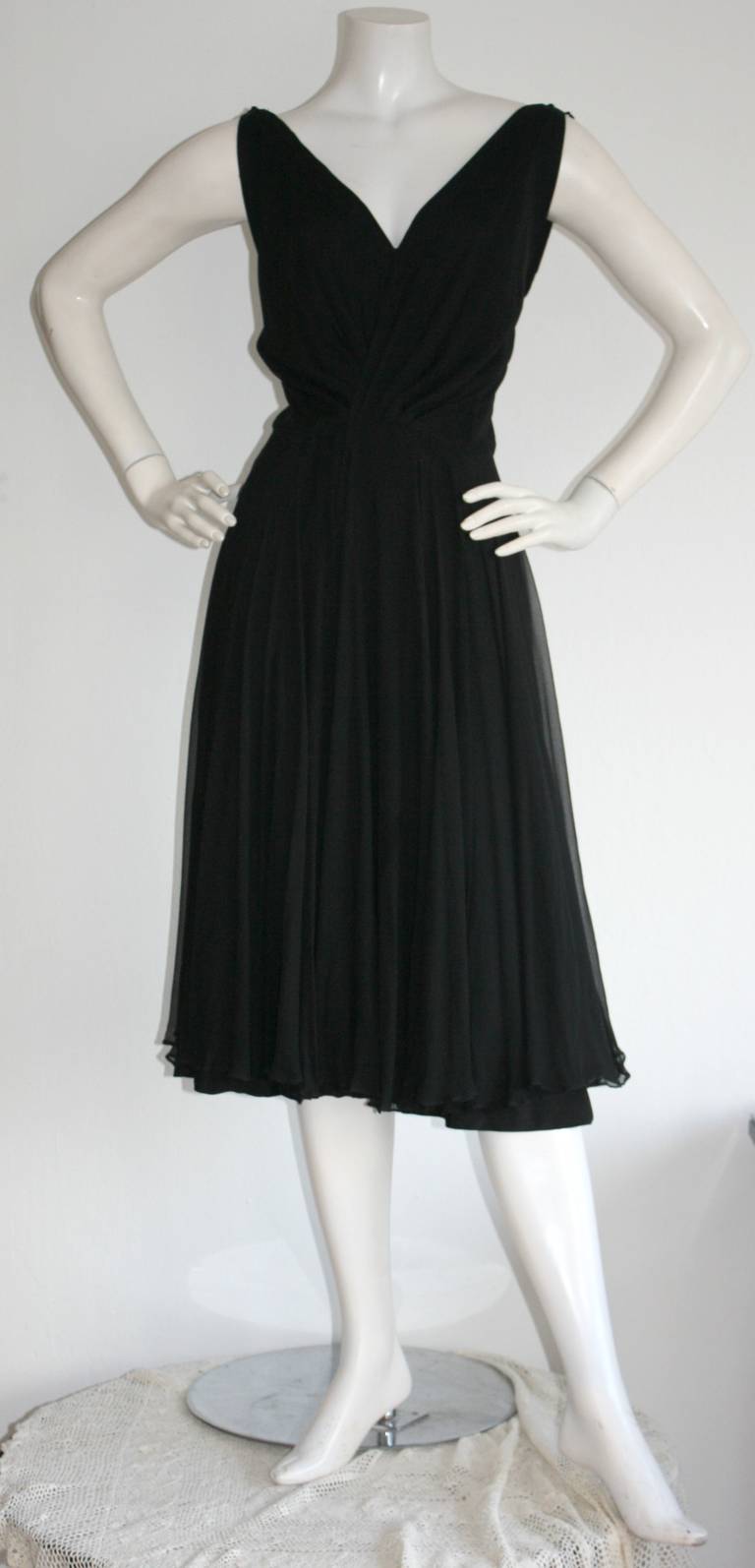 Spectacular I. Magnin 1950s Black Chiffon Dress Perfect Little Black Dress 2