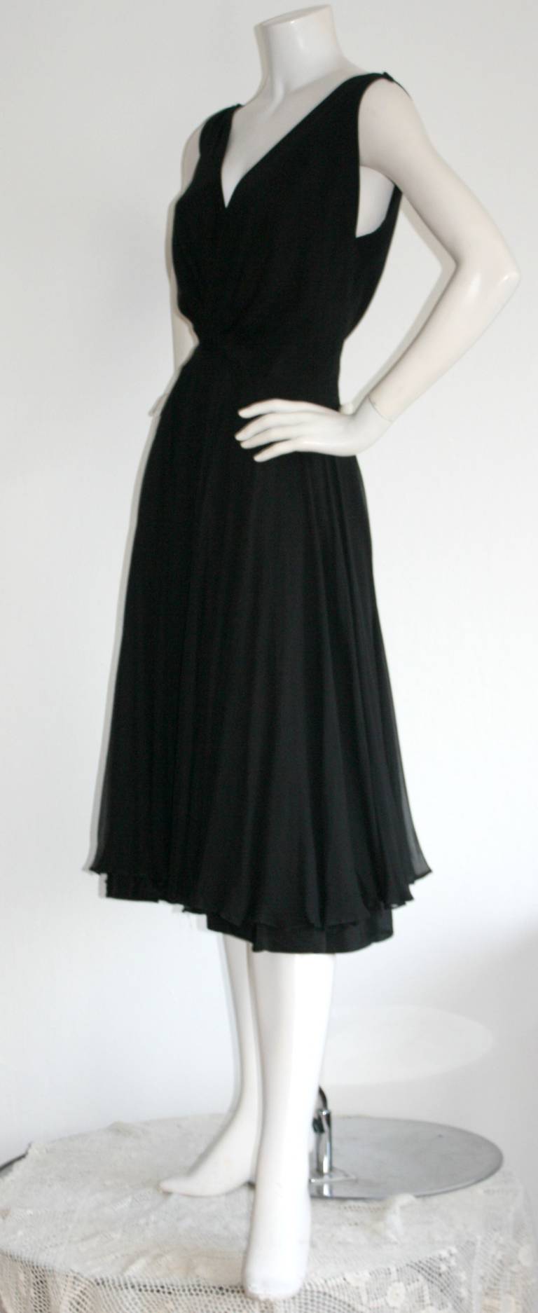 Spectacular I. Magnin 1950s Black Chiffon Dress Perfect Little Black Dress 1