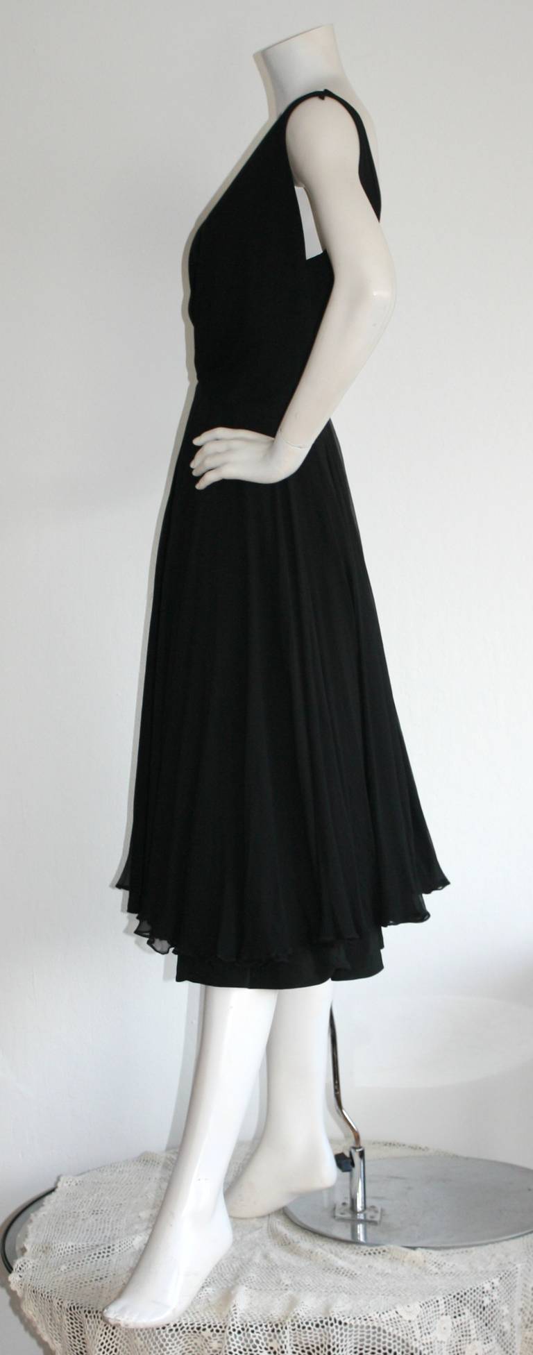 Spectacular I. Magnin 1950s Black Chiffon Dress Perfect Little Black Dress 3
