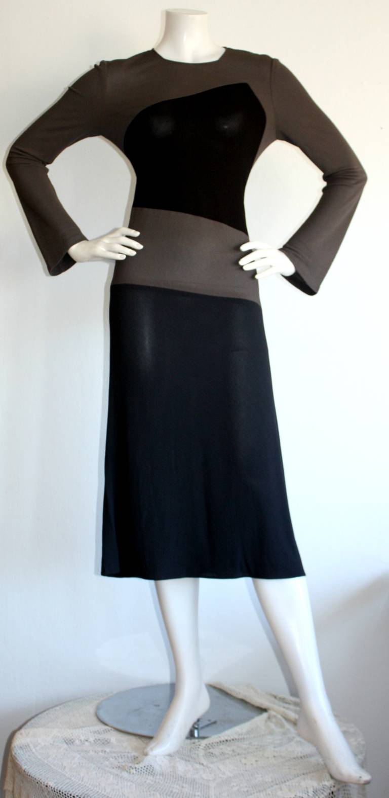Black Vintage Calvin Klein Collection Color Block Dress