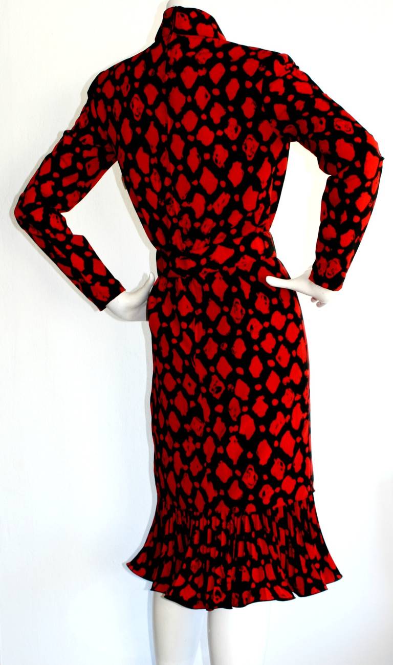 Vintage Louis Feraud Red Dress w/ Belt Brand New w/ Tags 1