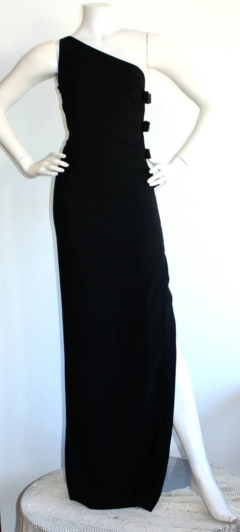 Sexy Galliano Christian Dior Black One Shoulder Gown In Excellent Condition In San Diego, CA