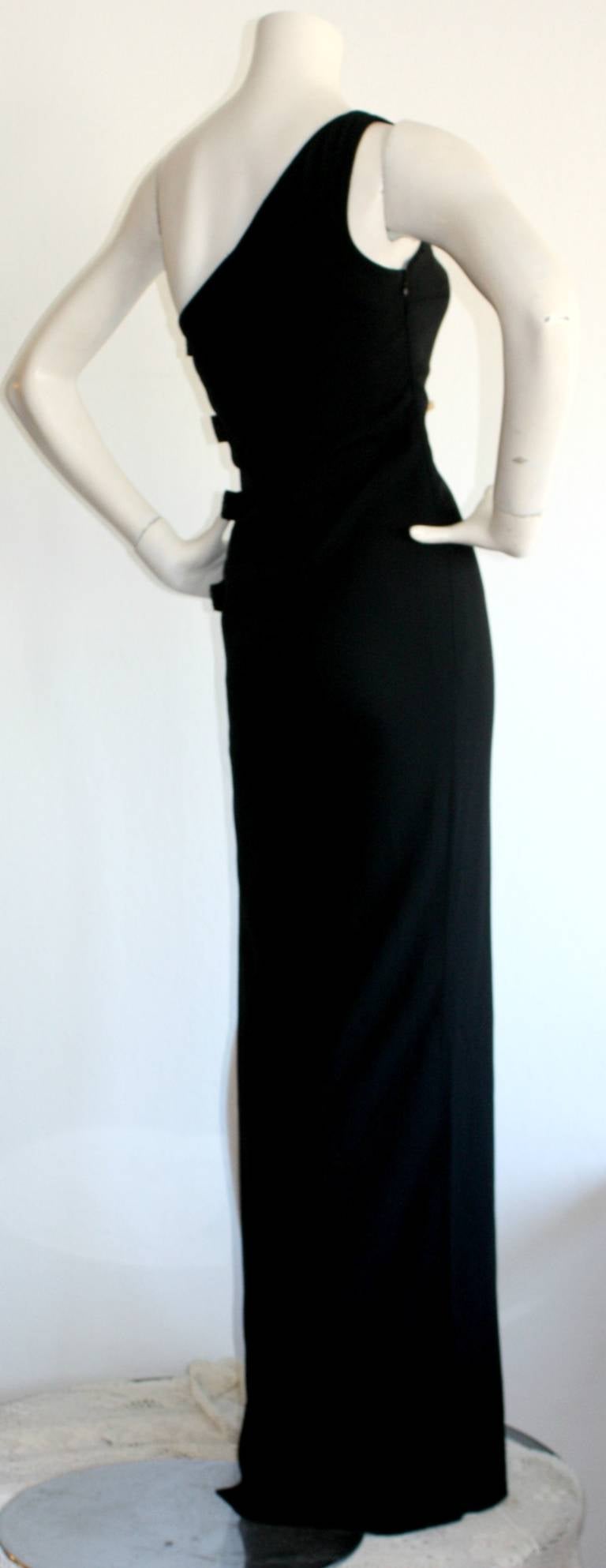 Sexy Galliano Christian Dior Black One Shoulder Gown 2