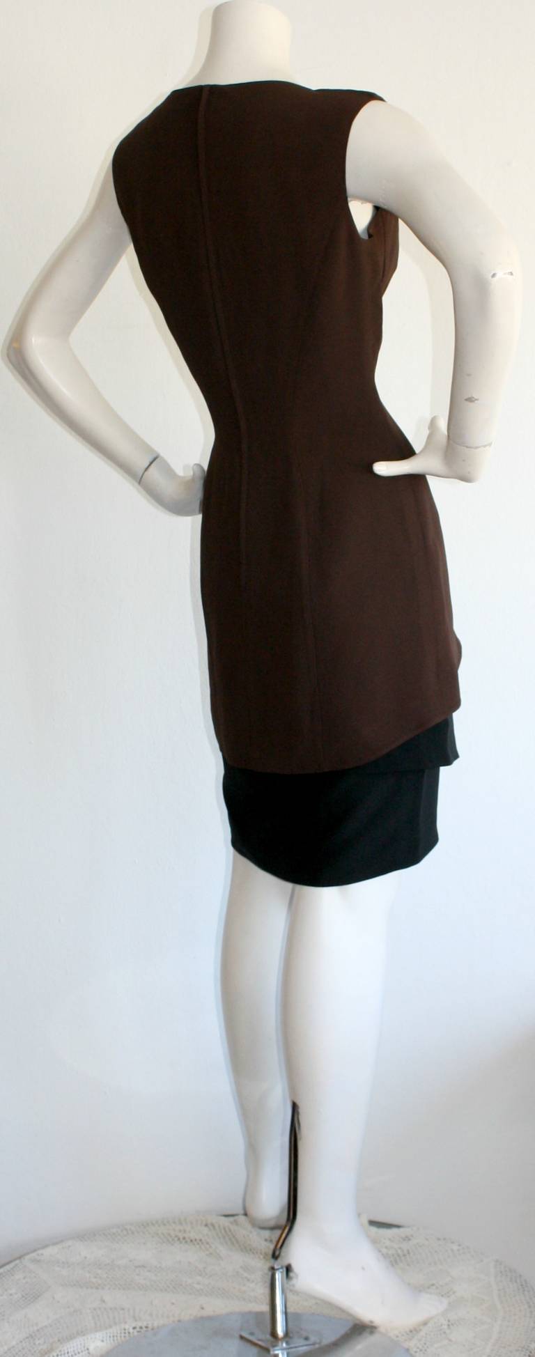 Iconic Thierry Mugler Vintage Color Block Brown and Black Scuba Dress ...