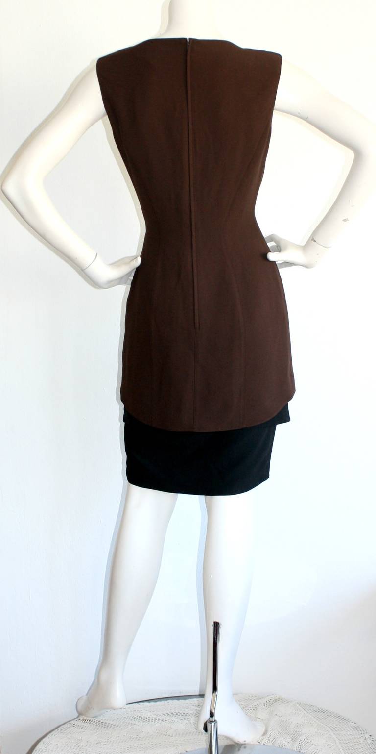 Iconic Thierry Mugler Vintage Color Block Brown and Black Scuba Dress ...