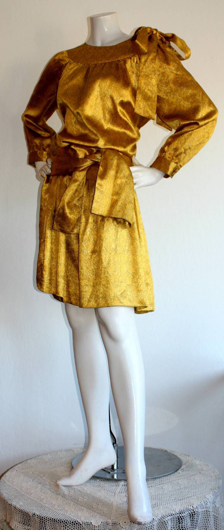 Brown Gorgeous Vintage Brioni Regal Gold Oriental Dress Ensemble
