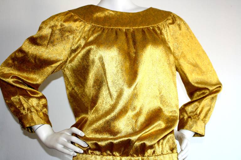 Women's Gorgeous Vintage Brioni Regal Gold Oriental Dress Ensemble