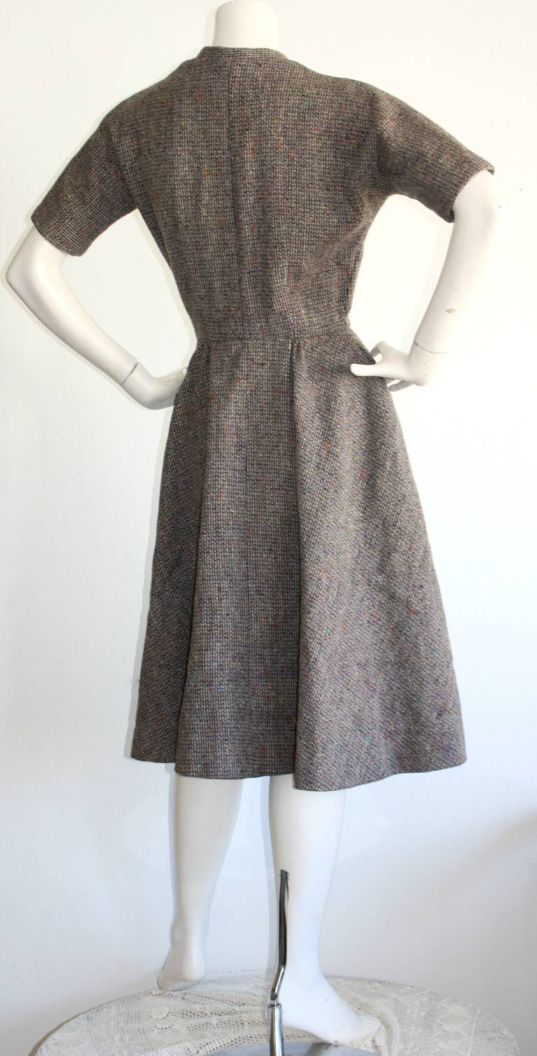 Beautiful Vintage Lilli Ann 1950s Wrap Dress Grey Purple & Colors 3