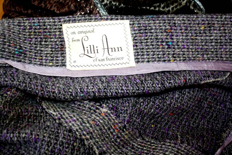Beautiful Vintage Lilli Ann 1950s Wrap Dress Grey Purple & Colors 4