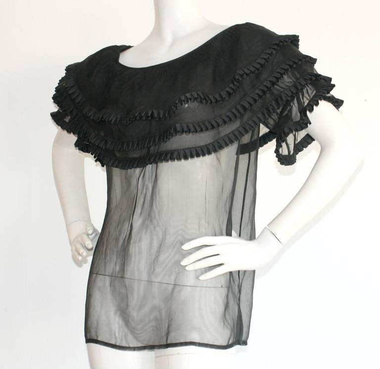 Amazing Vintage Yves Saint Laurent Black Chiffon Blouse From Russian Collection 2