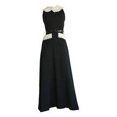 Donald Brooks Retro Black & White Eyelet Belted Maxi Dress