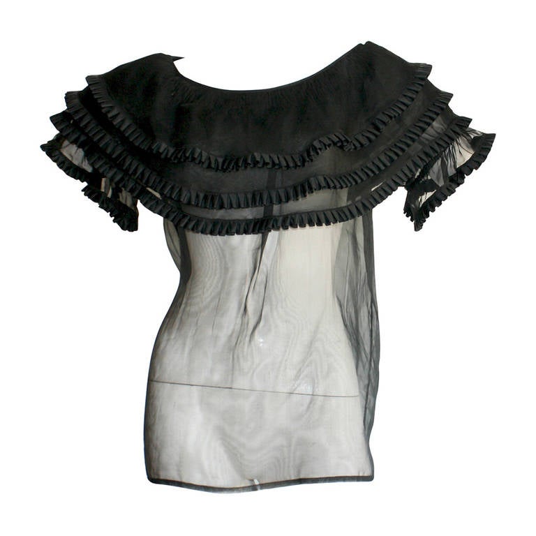 Amazing Vintage Yves Saint Laurent Black Chiffon Blouse From Russian Collection