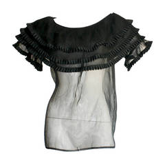 Amazing Vintage Yves Saint Laurent Black Chiffon Blouse From Russian Collection