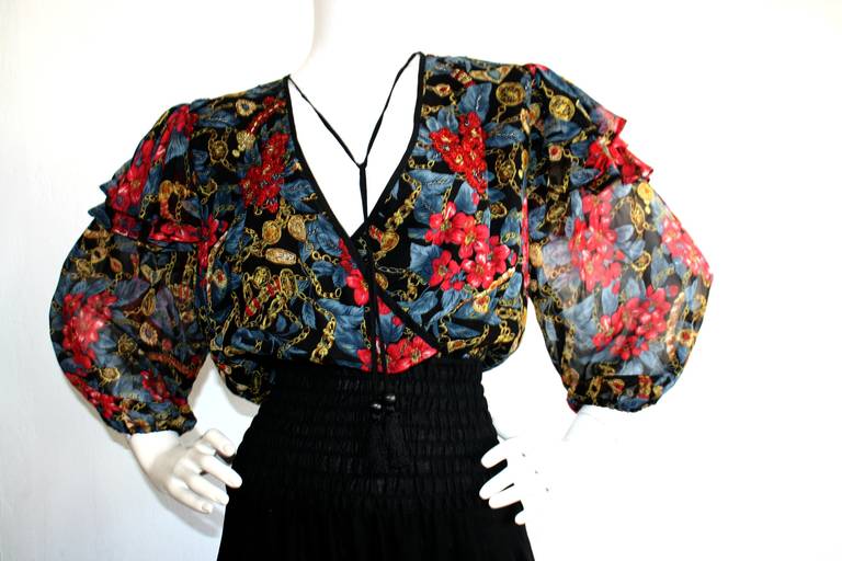Limited Edition Diane Fres Silk Vintage Boho Dress Beaded Chain Print ...