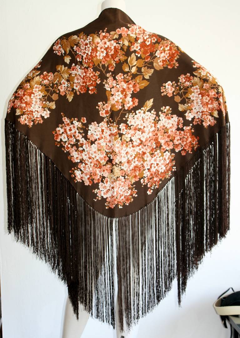 Wunderschöner Vintage Gucci 1970er Seidenblumen-Klavierschal