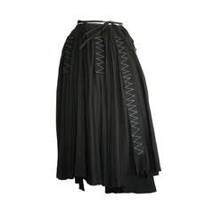 Amazing Vintage Yohji Yamamoto Black Wrap Skirt w/ Stitching Detail