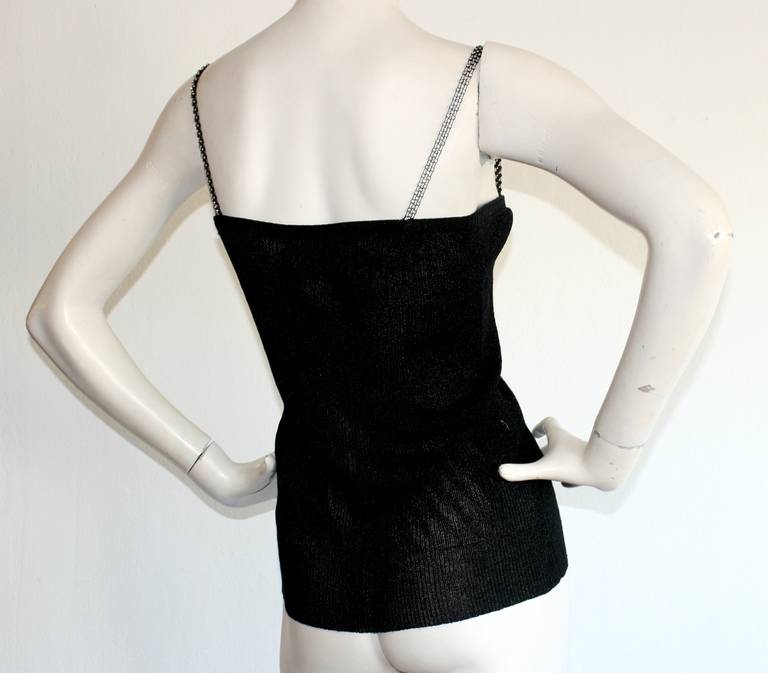 Rare Early Yves Saint Laurent Black Rhinestone Top For Sale at 1stDibs