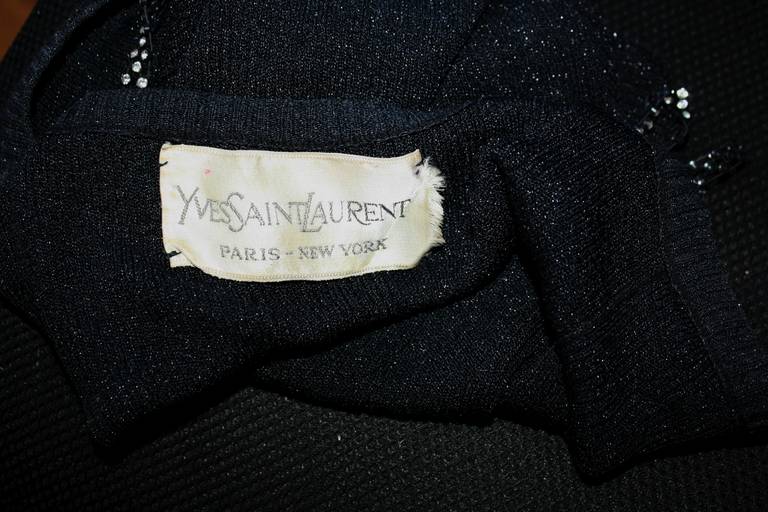 Rare Early Yves Saint Laurent Black Rhinestone Top For Sale 3