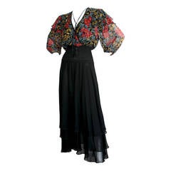 Limited Edition Diane Fres Silk Vintage Boho Dress Beaded Chain Print