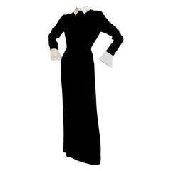 Stunning Vintage Pierre Balmain Black Velvet Tuxedo Gown