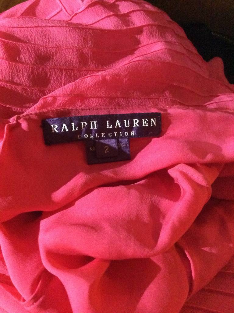 Red Stunning Vintage Ralph Lauren Purple Label Hot Pink Mermaid Gown Sexy Back
