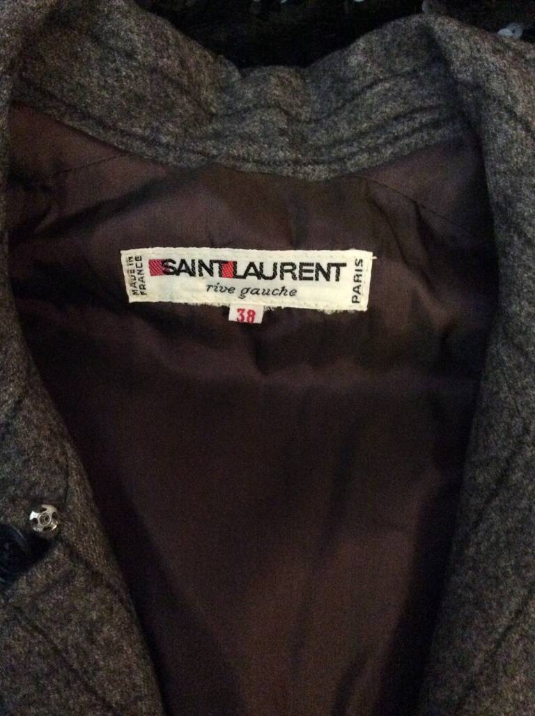 Chic Vintage Yves Saint Laurent Rive Gauche Grey Pinstripe Wool Shirt Dress 2