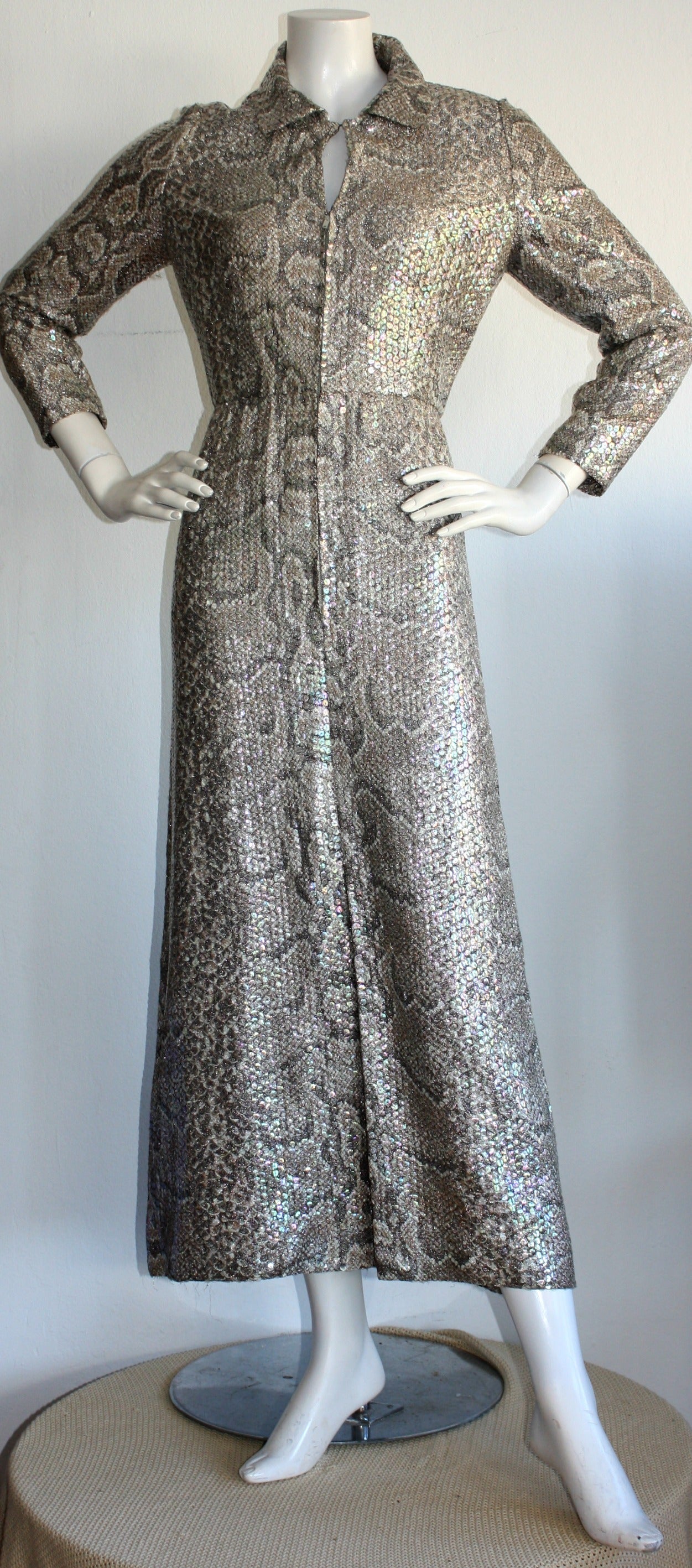 Vintage Adele Simpson Allover Sequin Python Snake Dress 2