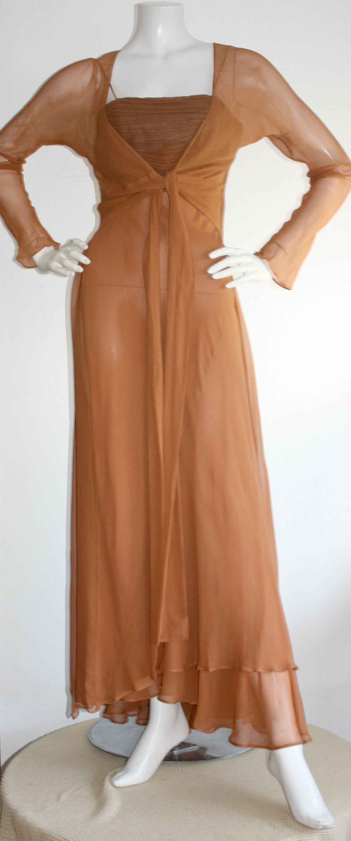 Exquisite Vintage Alberta Ferretti Grecian Goddess Chiffon Gown And Jacket For Sale 1